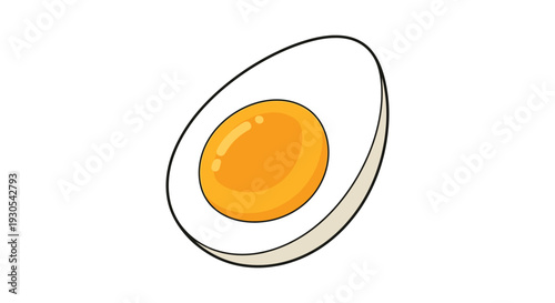 A cartoon depiction of a halved egg with a bright yellow yolk showcasing a flat simple silhouette high quality professional detailed