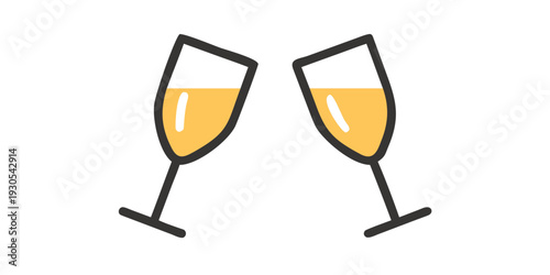 Champagne glasses clinking in celebration on a light background
