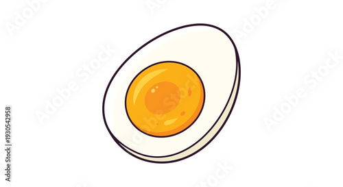 A cartoon depiction of a halved hard boiled egg showcasing its yolk presented as a silhouette high quality professional detailed modern elegant