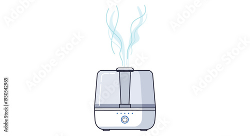 A modern white humidifier emitting vapor showcasing a clean design and minimalist aesthetic silhouette high quality professional detailed modern elegant stylish