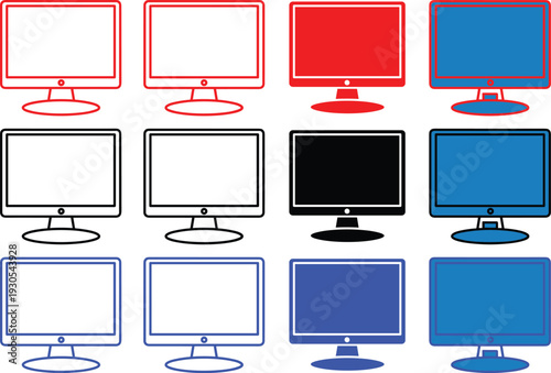 Computer monitor screen icons desktop display technology for office and home use applications