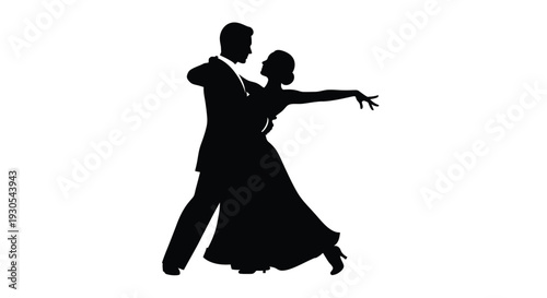 A romantic couple gracefully dancing ballroom style captured in a striking black silhouette high quality professional detailed modern elegant stylish clean