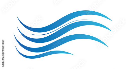 Abstract blue wave swoosh vector. Smooth flowing gradient curved lines.