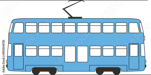 Modern electric tram trolleybus public transport vehicle illustration, urban city transit system with overhead power line, eco friendly transportation concept for sustainable mobility and commuter