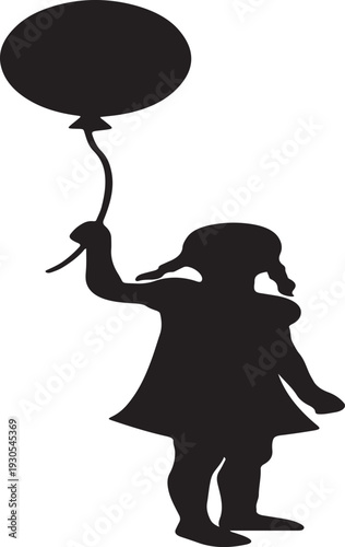 A silhouette of a person holding a black balloon, creating a mysterious and intriguing scene.