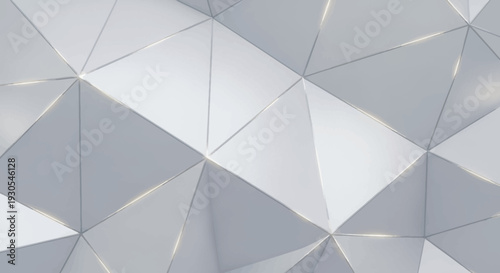 Geometric pattern of white triangular facets with subtle shadows.