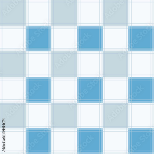 Subtle Plaid Check Gingham Pattern in Pastel Blue and White Shades. Seamless Plaid Pattern. Gingham features pastel shades of blue and white.