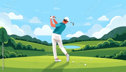 Golf sport illustration in cartoon picture