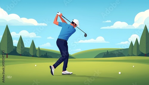 Golf sport illustration in cartoon picture