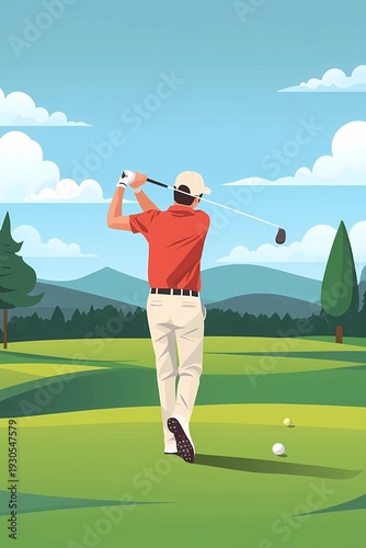 Golf sport illustration in cartoon picture
