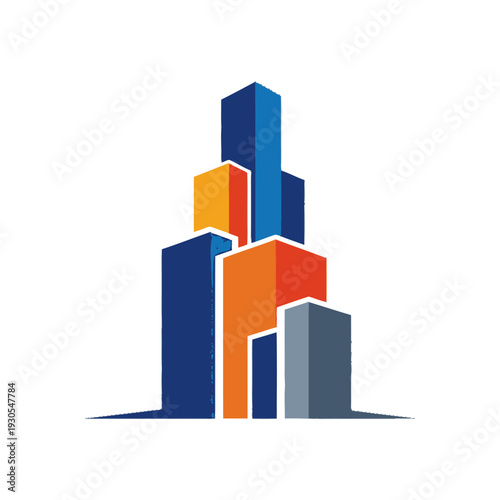 Colorful 3D Blocks Stacked Together.