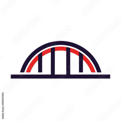Stylized Bridge Icon with Red Accent.