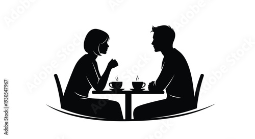 A couple enjoys a quiet moment together at a table with coffee presented as a striking silhouette high quality professional detailed