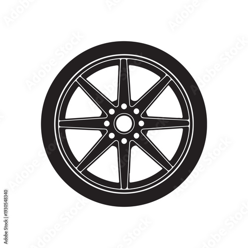Wheel icon silhouette vector illustration