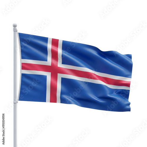 The flag of iceland on a white background isolated on transparent background