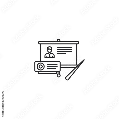 Educational Presentation Display with Projector and Iconography for Learning and Communication