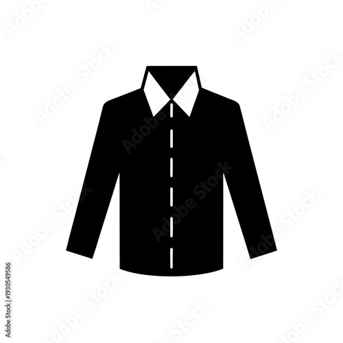 Elegant black dress shirt with a classic white collar and long sleeves