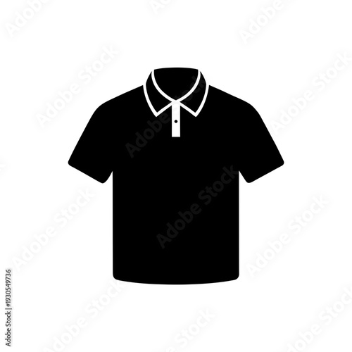 Black polo shirt with white collar and trim standing upright
