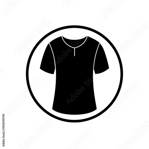 Simple black t-shirt icon displayed inside a circular frame