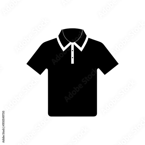 Classic black polo shirt with white collar and trim