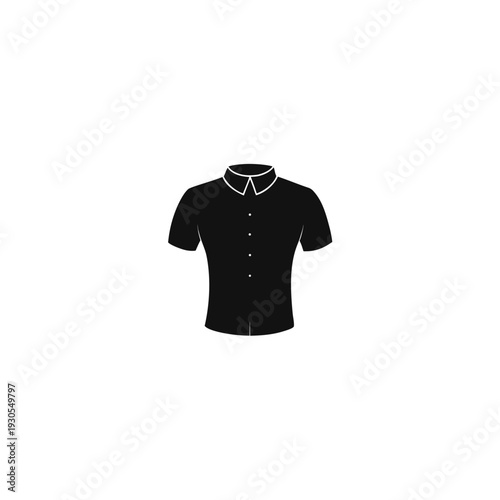 Black polo shirt with collar and short sleeves displayed on a mannequin torso