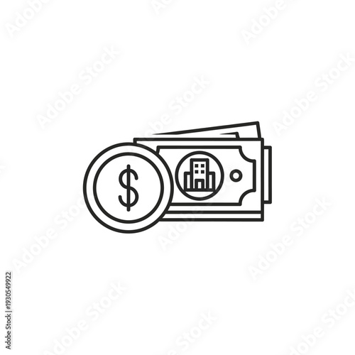 Financial and Currency Exchange Illustration Featuring Money, Coins, and Bills