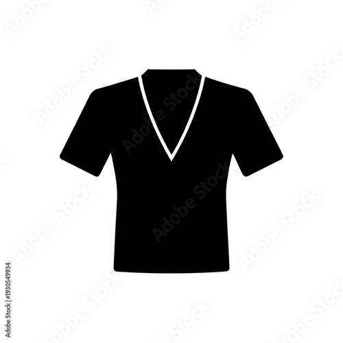 Stylish black v-neck t-shirt with minimalist design shown on a mannequin torso