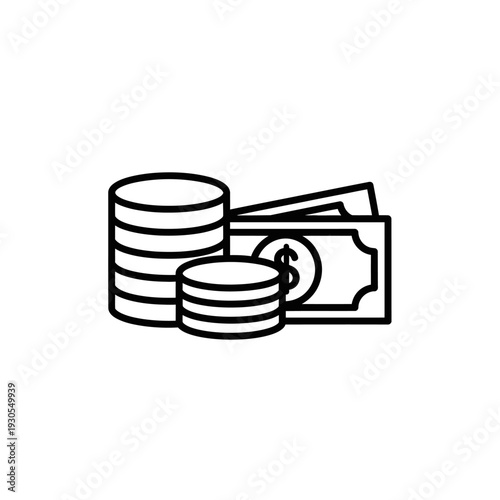 Financial Coins and Banknotes Illustration for Investment and Currency