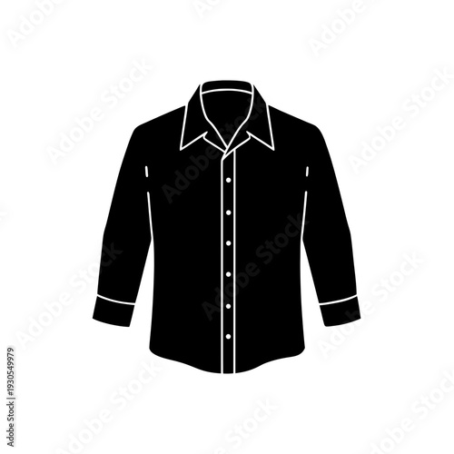 Black button-down shirt with contrasting collar and cuff accents