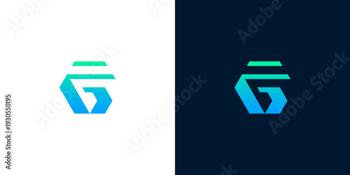 Modern abstract letter 'G' logo design featuring a vibrant blue-green gradient, ideal for innovative technology companies and contemporary branding