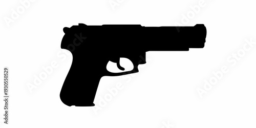 A black silhouette of a handgun against a plain white background