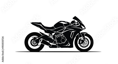 A sleek modern motorcycle depicted in a striking black outline showcasing speed and design silhouette high quality professional detailed elegant stylish