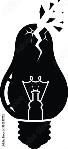 Cracked light bulb with sprouting plant