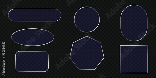 Liquid glass shapes isolated on transparent background