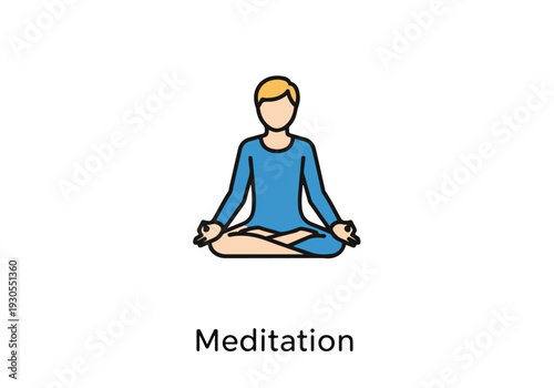 Minimalist Man Meditating in Lotus Pose Vector Illustration