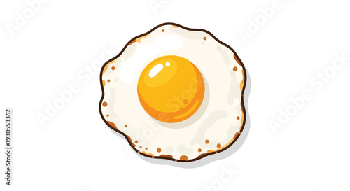 A vibrant cartoon illustration depicts a single fried egg with a bright yellow yolk a culinary silhouette high quality professional detailed