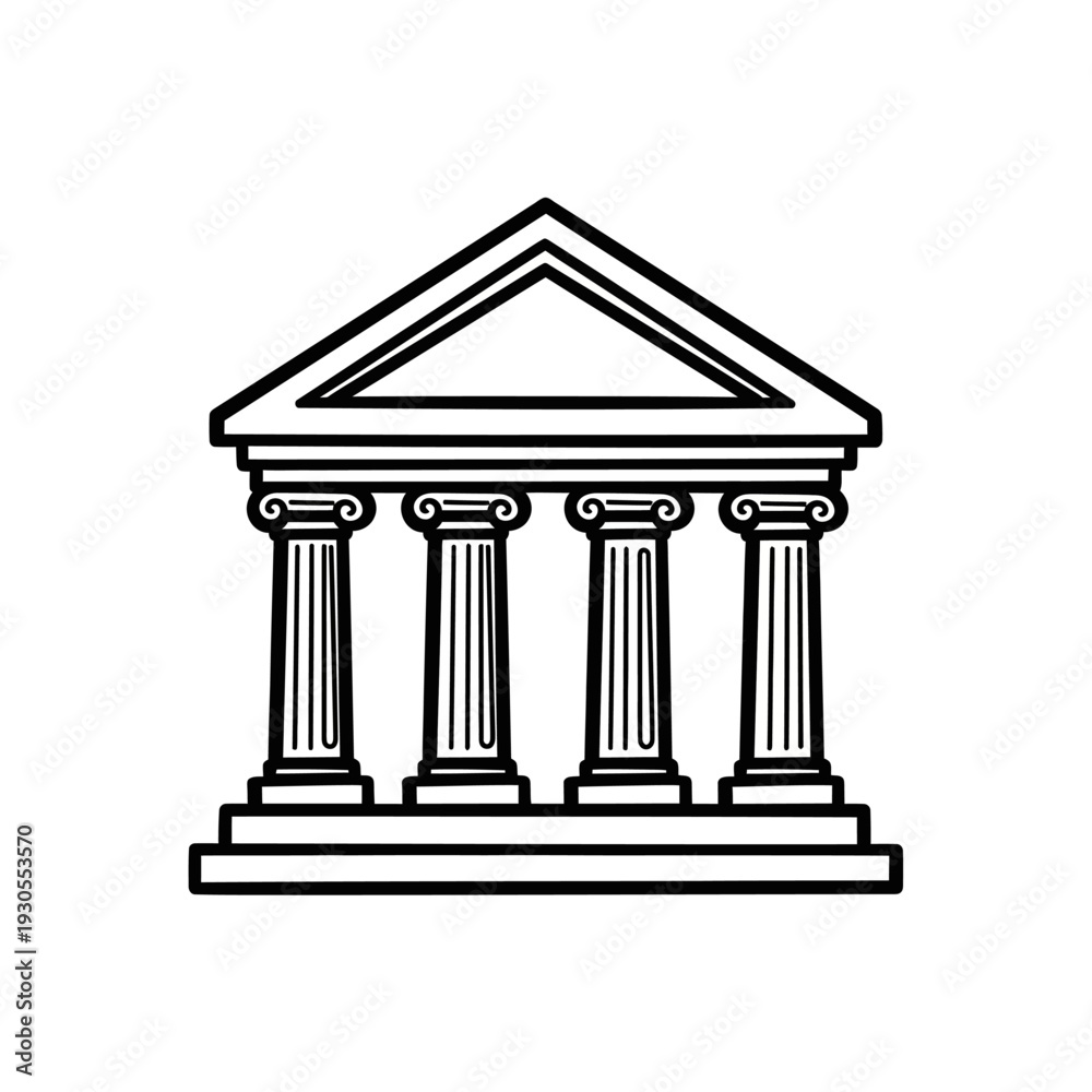 Fototapeta premium Historical Greek Architectural Building with Classic Columns and Pediment