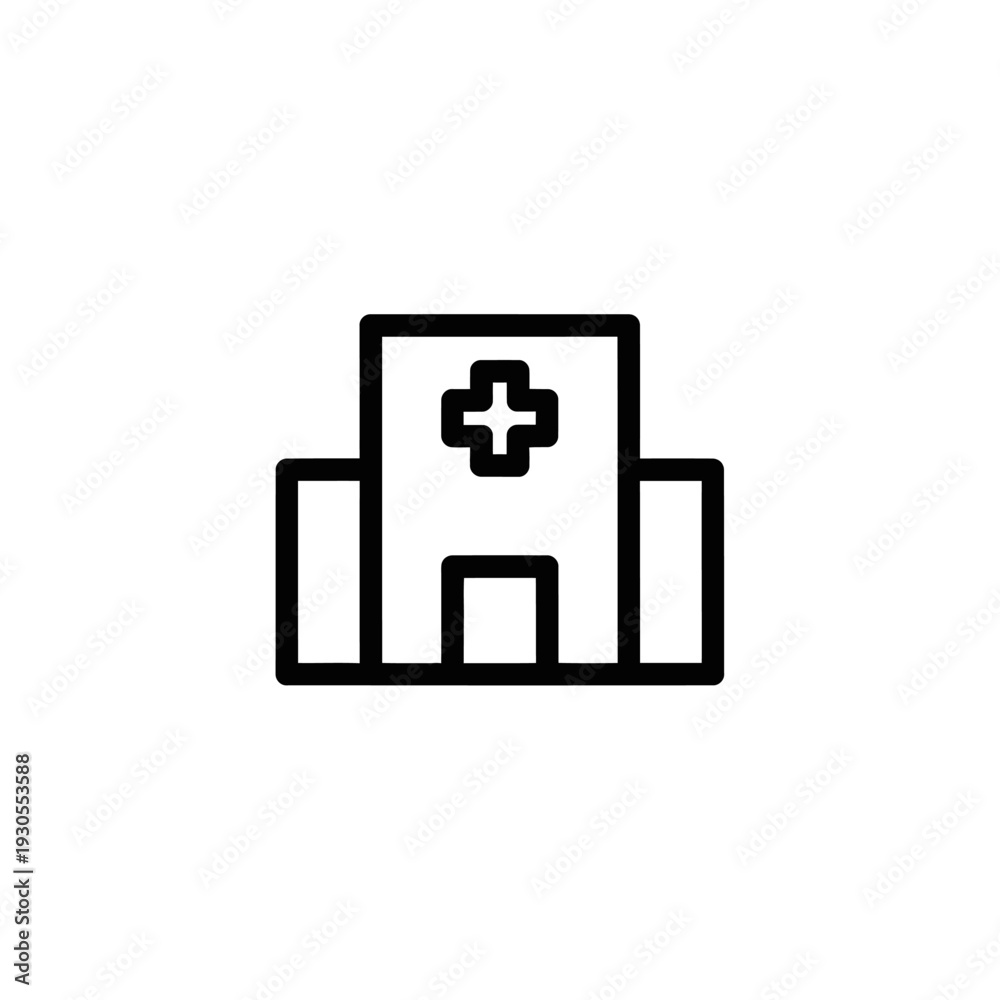 Obraz premium Hospital Building Icon for Medical and Healthcare Services Design