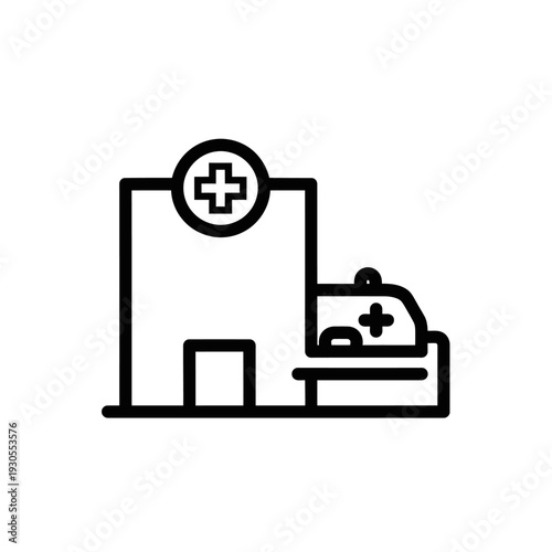 Hospital Building and Medical Facility Icon for Healthcare and Medical Services