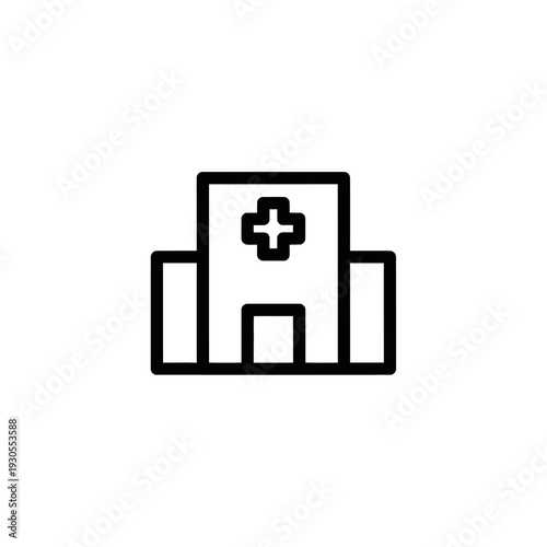 Hospital Building Icon for Medical and Healthcare Services Design