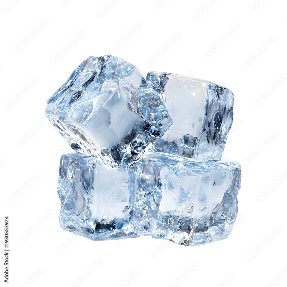 Obraz premium Crystal ice cube cluster isolated on white background