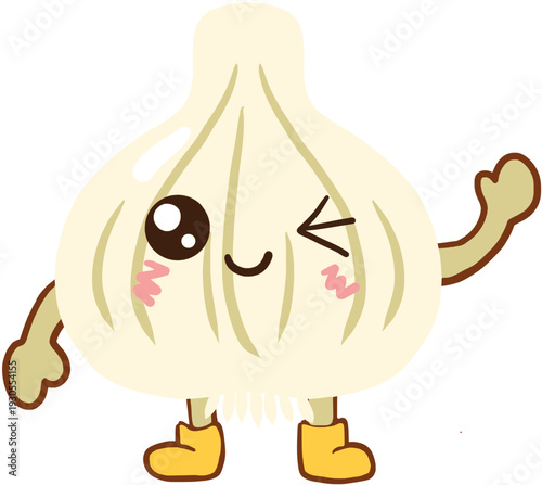 illustration of a cartoon garlic