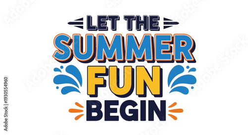 Vibrant summer fun typography design with colorful text and decorative elements