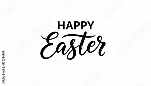 Easter celebration with Happy text on a white background illustration
