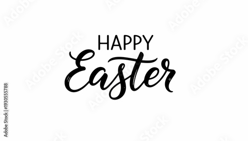 Easter celebration with Happy text on white background in FGFGF style