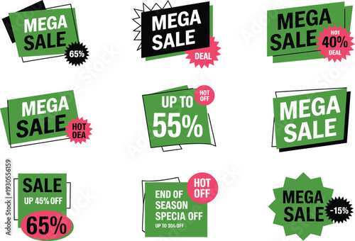 Mega Sale Discount Labels and Badges