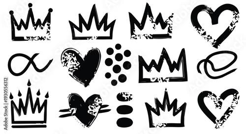 Graphic designer creates royal crowns and hearts with abstract shapes in FGFGF.