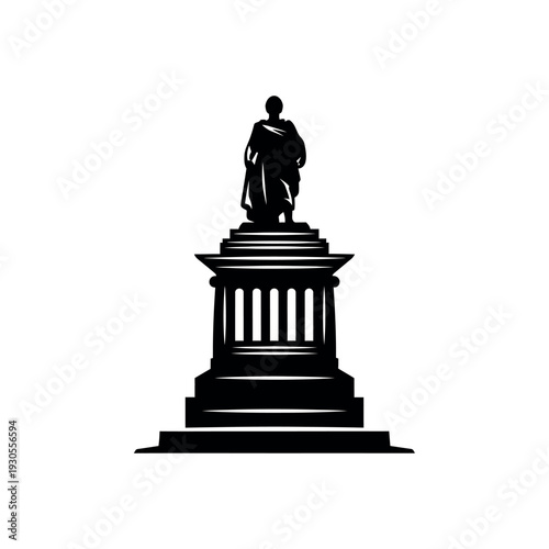 Ancient Roman Statue on Pedestal.