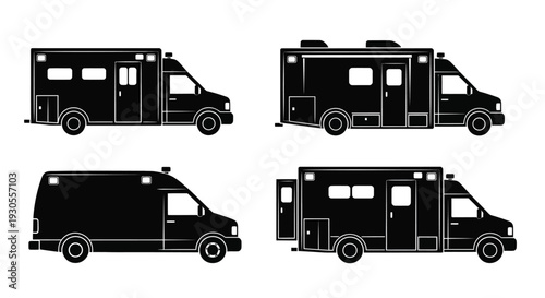 Camper van and RV silhouette illustration