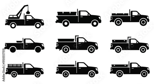 Tow truck pickup wrecker silhouette illustration